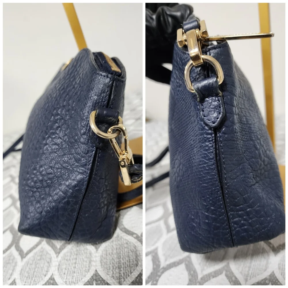 BURBERRY Heritage Grain Leather Small Chichester Crossbody Bag Navy Blue